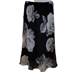 Rose Floral Midi Skirt Sheer Overlay gothicore romantic goth feminine y2k